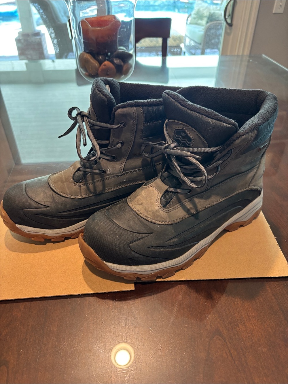 Khombu Men's Black and Brown Waterproof Snow Boots